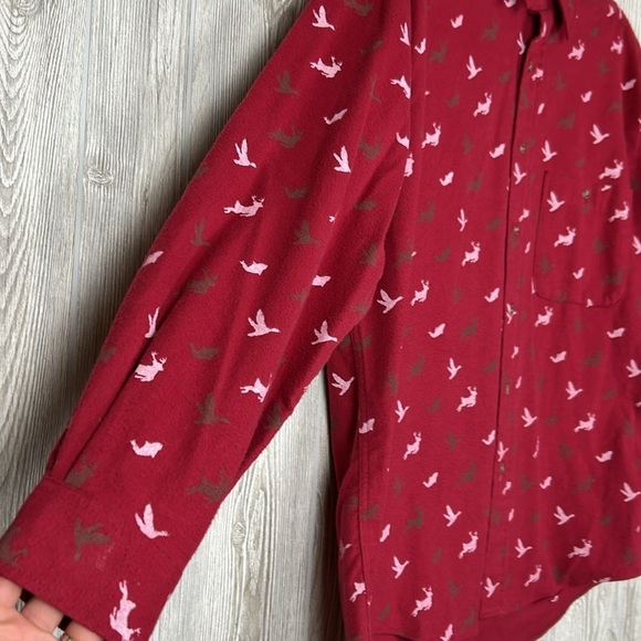 Lands End Red Chamois Flannel Long Sleeve Mens Animal Print Made in USA Size M - Picture 3 of 9